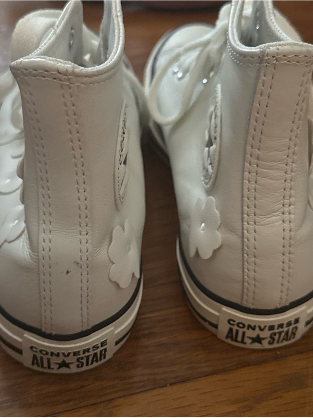 Converse White High Top All Star Sneakers with Floral Accents - Picture 6 of 7